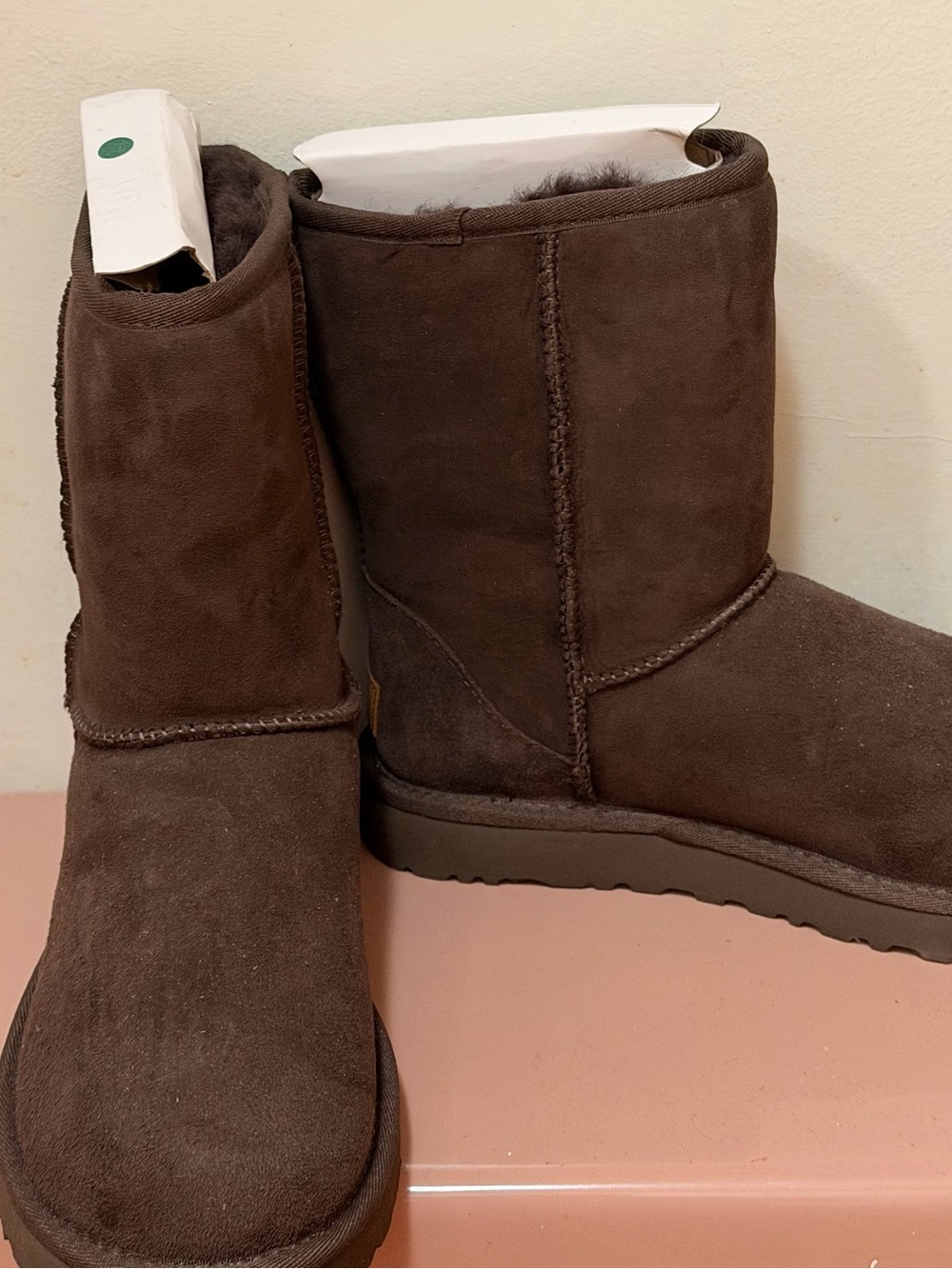 UGG Short Suede Shearling Boots - Brown